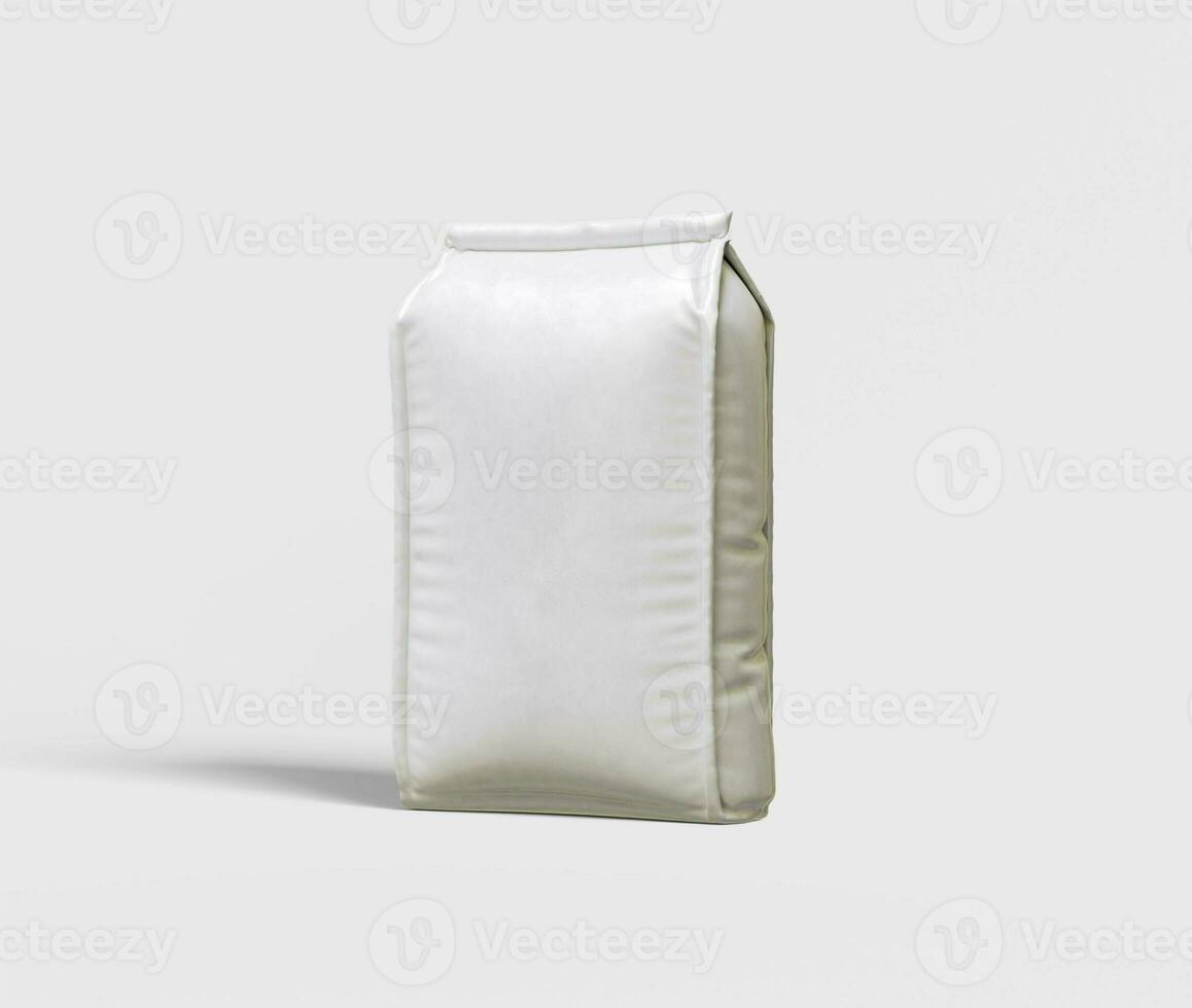 Pouch packaging white color and craft paper or cartoon realistic texture photo