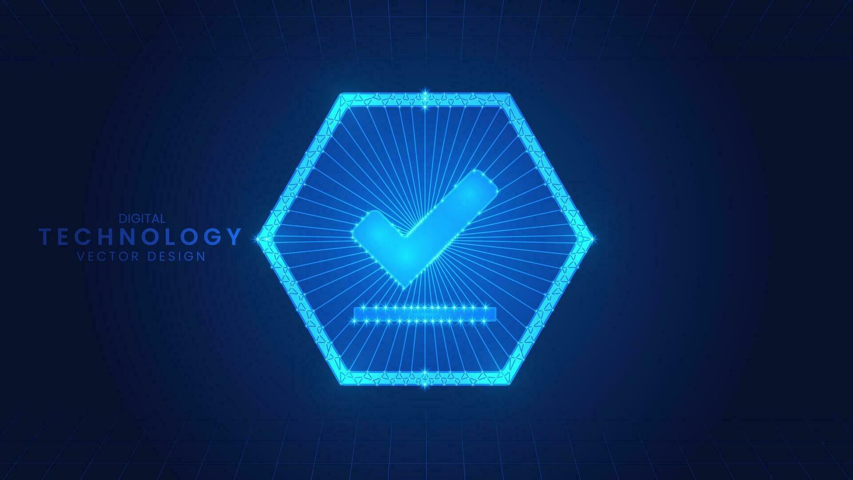 Futuristic blue check mark. Modern digital low polygon style vector