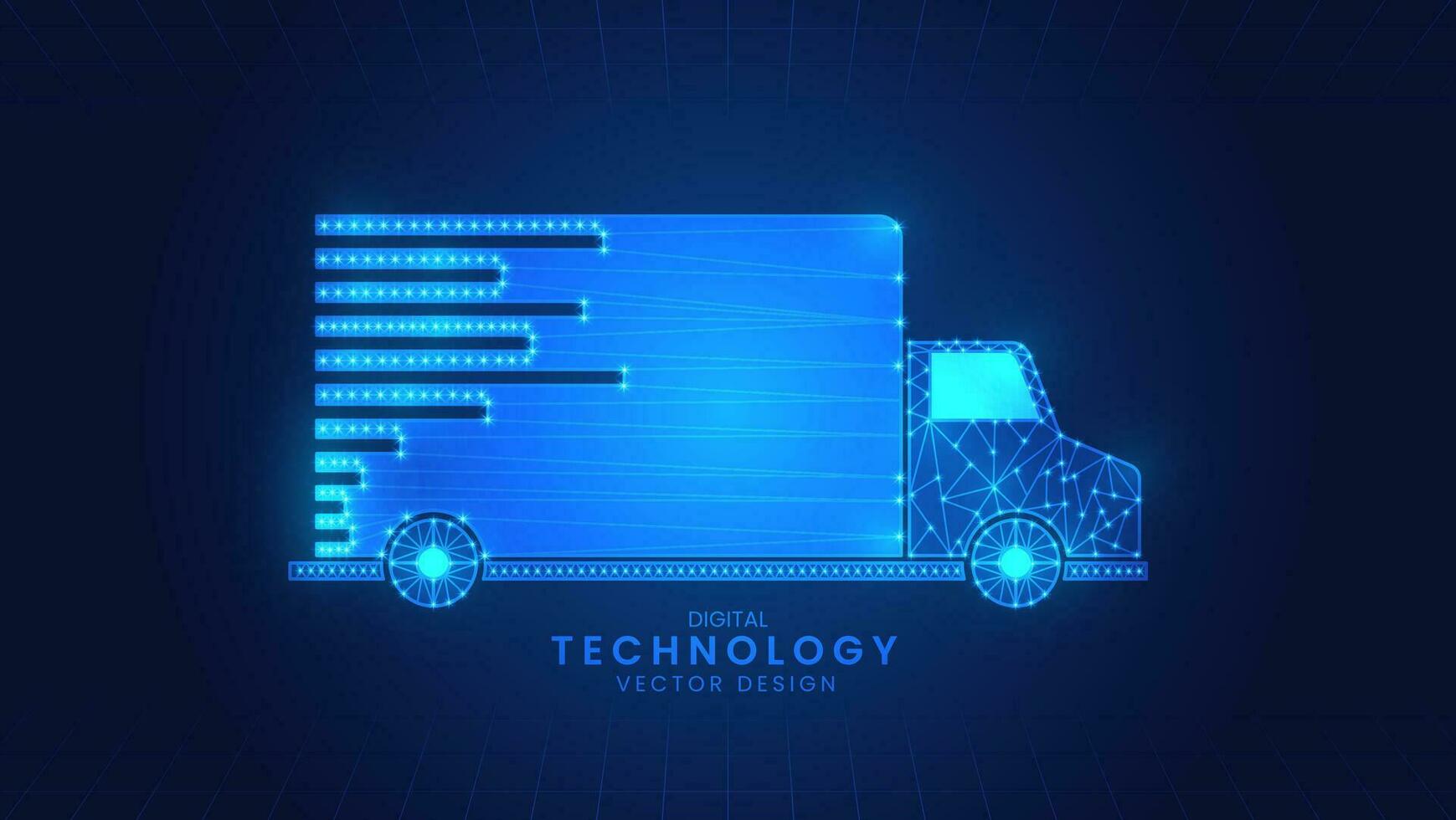 Delivery trucks, Fast delivery. Logistics or international shipping concept. Digital polygon style vector