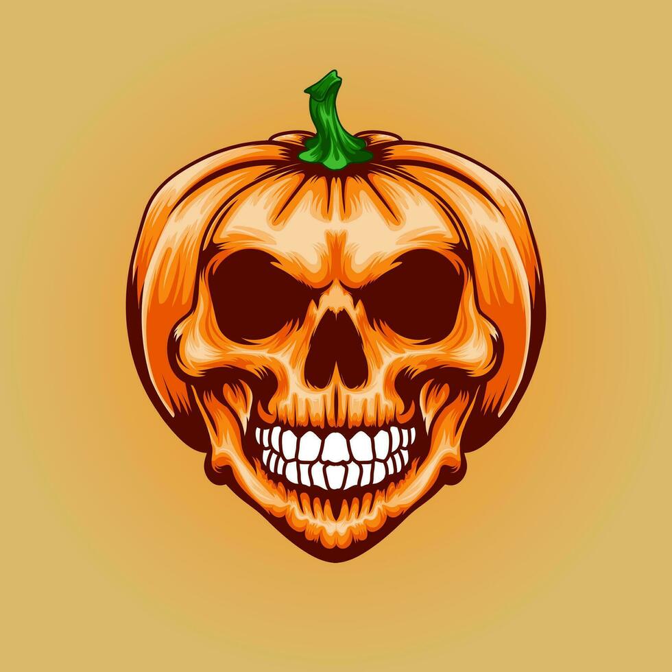 Víspera de Todos los Santos calabaza cráneo vector ilustración