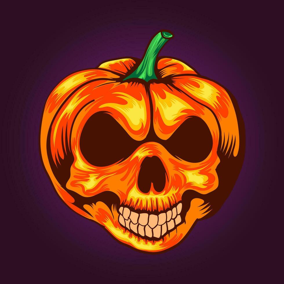 Víspera de Todos los Santos calabaza cráneo vector diseño vistoso ilustración