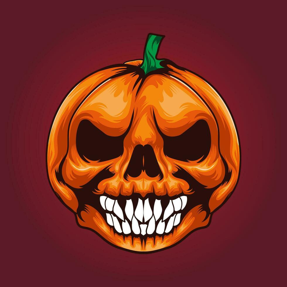 Halloween pumpkin skull vector design illustration