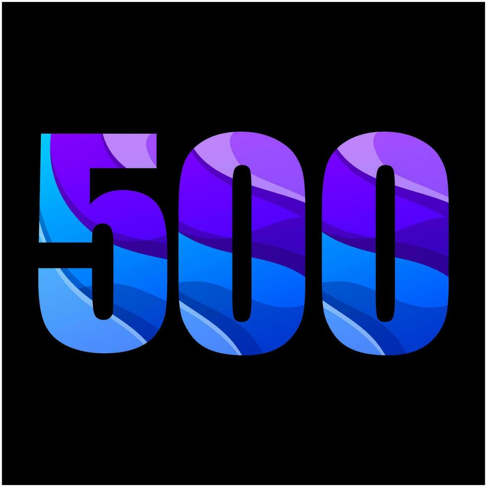 número 500 vistoso degradado logo diseño vector