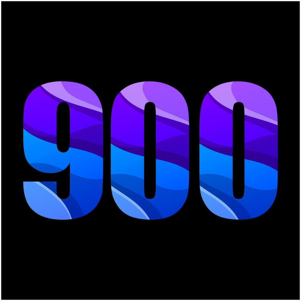 number 900 colorful gradient logo design vector