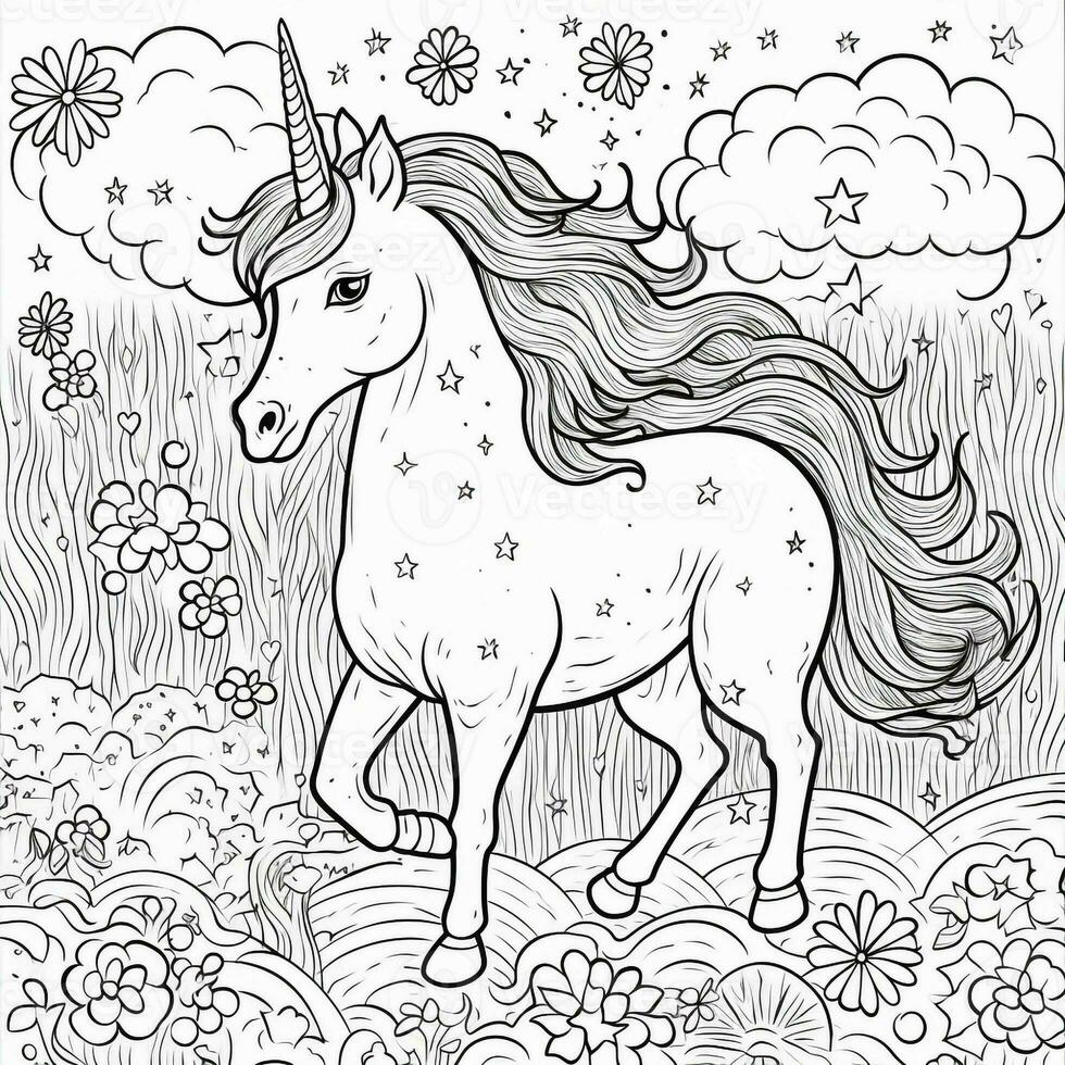 Unicorn Coloring Pages Cartoon Style photo