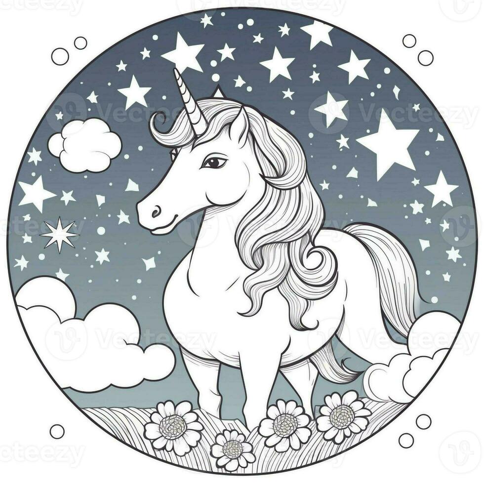 Unicorn Coloring Pages Cartoon Style photo