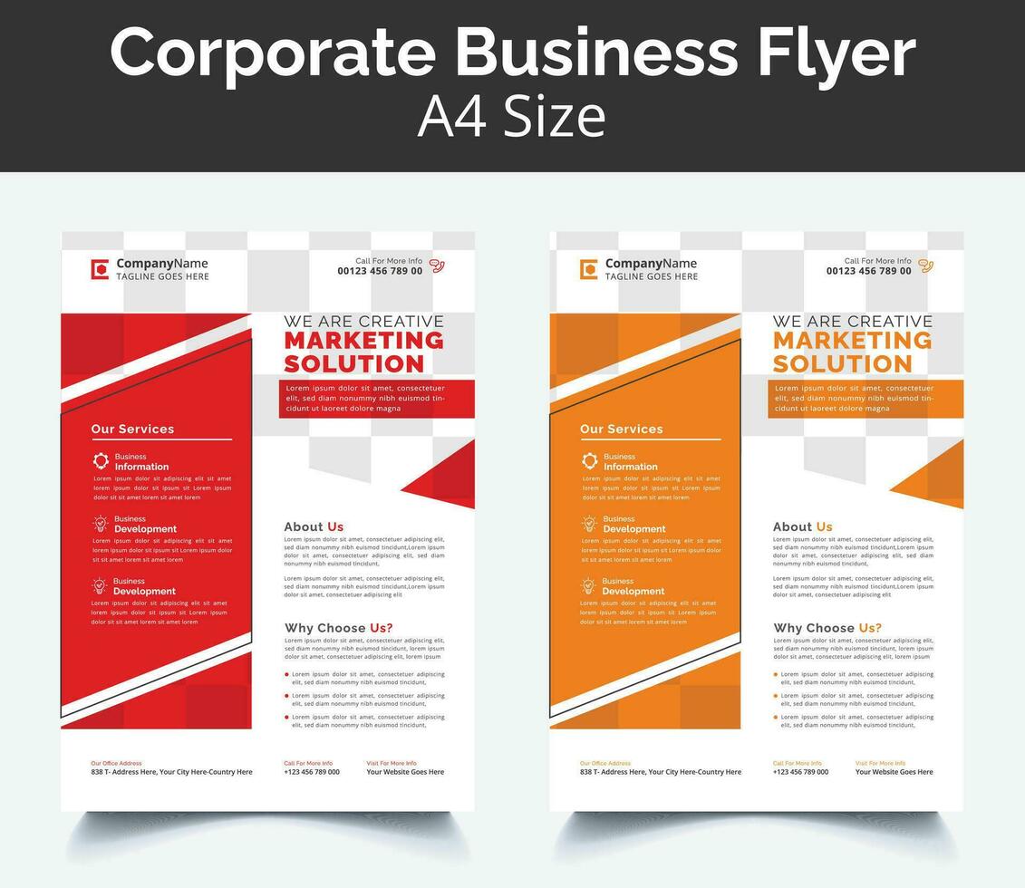 Corporate Business Flyer poster pamphlet brochure cover design layout background, two colors scheme, vector template in A4 size