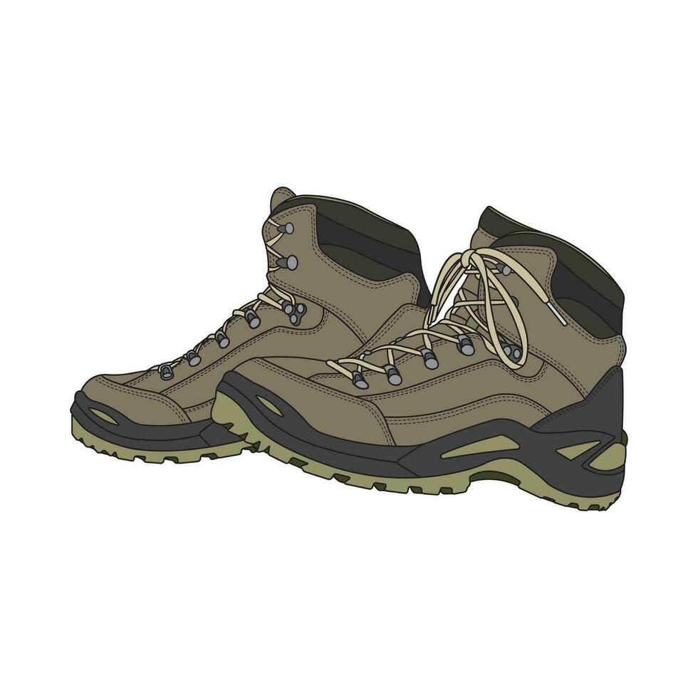 Kids drawing Cartoon Vector illustration hiking boots icon Isolated on White Background