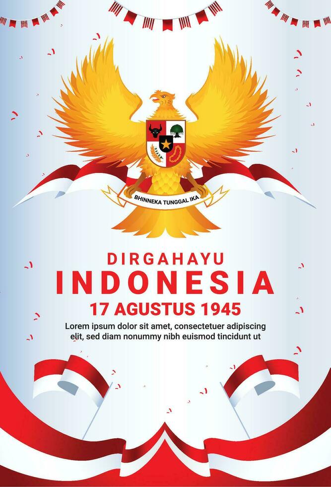Garuda Indonesia national day celebrate indepencence democracy 17 august gradient potrait  background vector