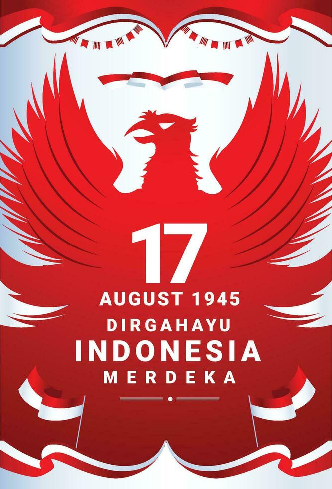 Indonesia national day celebrate indepencence democracy 17 august gradient potrait background vector