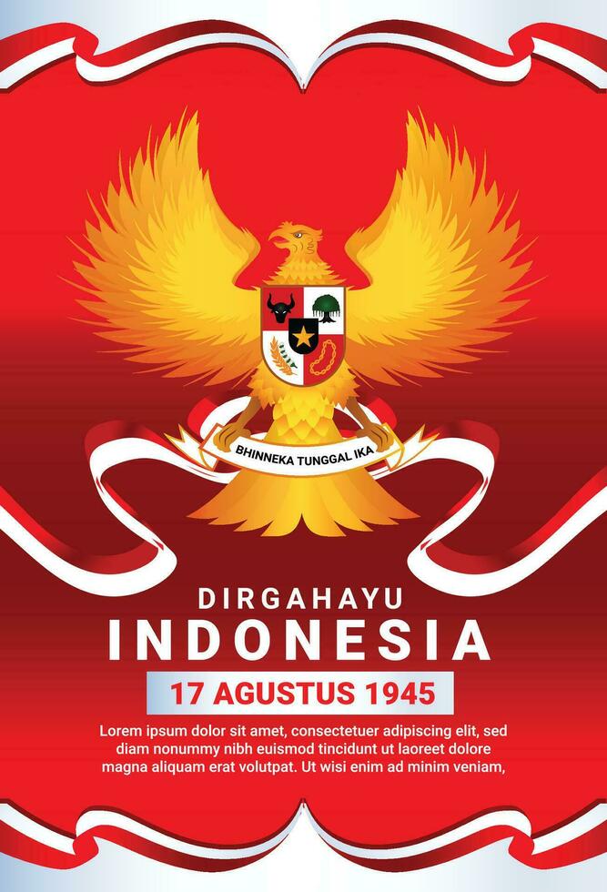 Garuda Indonesia national day celebrate indepencence democracy 17 august gradient potrait  background vector
