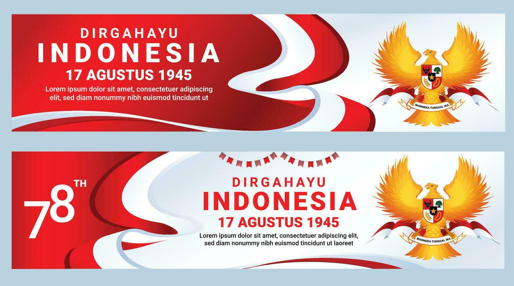 Banner Indonesia national day celebrate indepencence garuda democracy 17 august gradient landscape background template vector