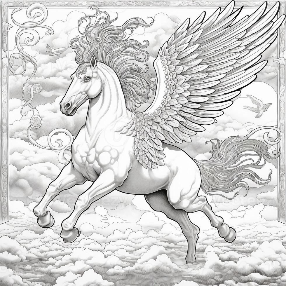 Nouveau Arte Pegaso colorante paginas foto