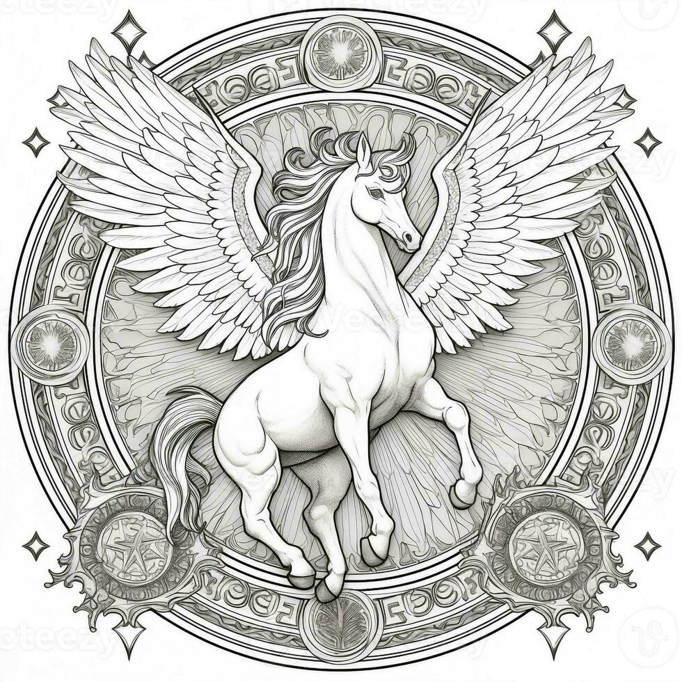 Nouveau Art Pegasus Coloring Pages photo