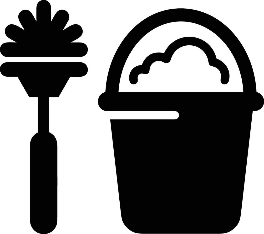 Bucket icon symbol vector image. Illustration of the bucket cleaning equipment washing outline design image. EPS 10