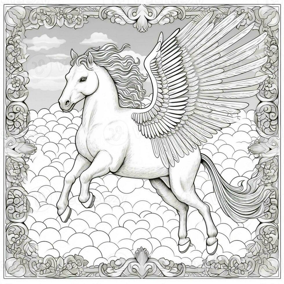 Nouveau Arte Pegaso colorante paginas foto