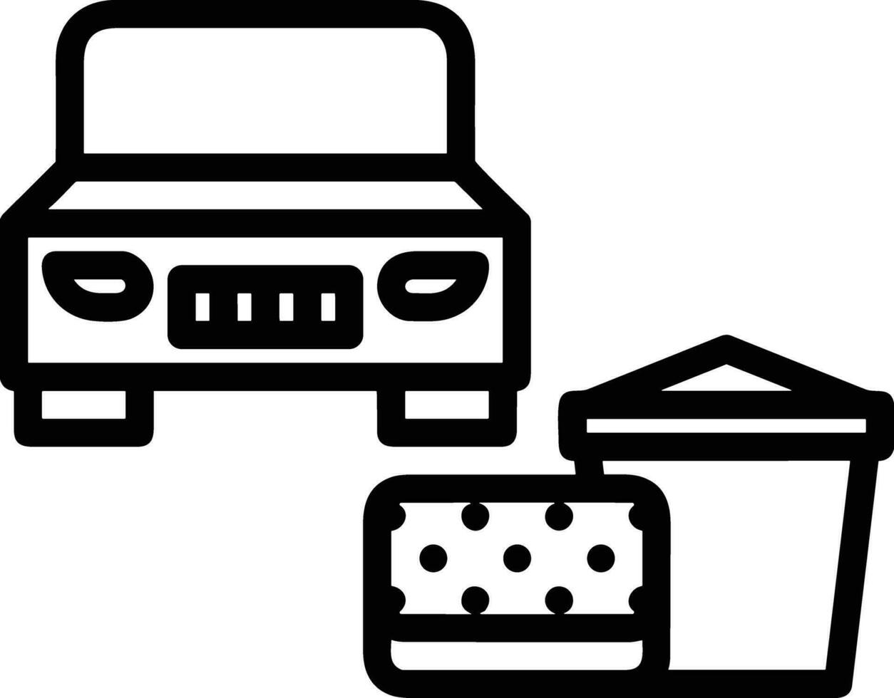 Bucket icon symbol vector image. Illustration of the bucket cleaning equipment washing outline design image. EPS 10