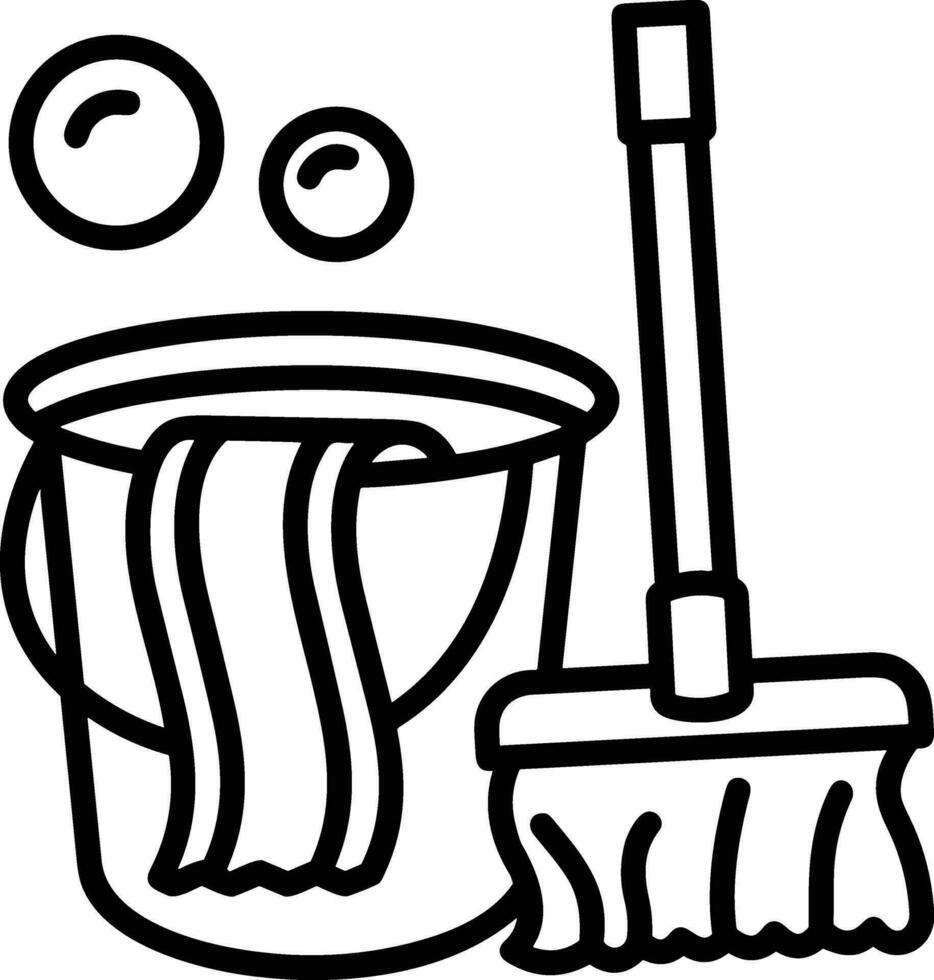 Bucket icon symbol vector image. Illustration of the bucket cleaning equipment washing outline design image. EPS 10