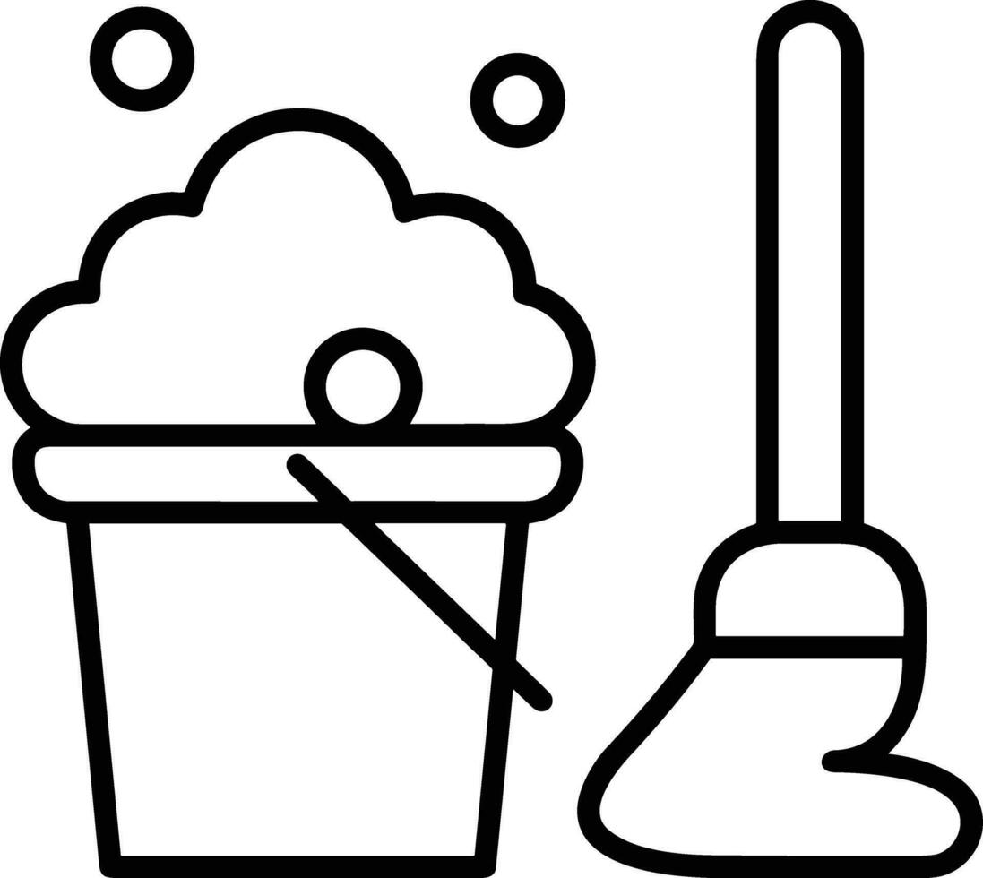 Bucket icon symbol vector image. Illustration of the bucket cleaning equipment washing outline design image. EPS 10
