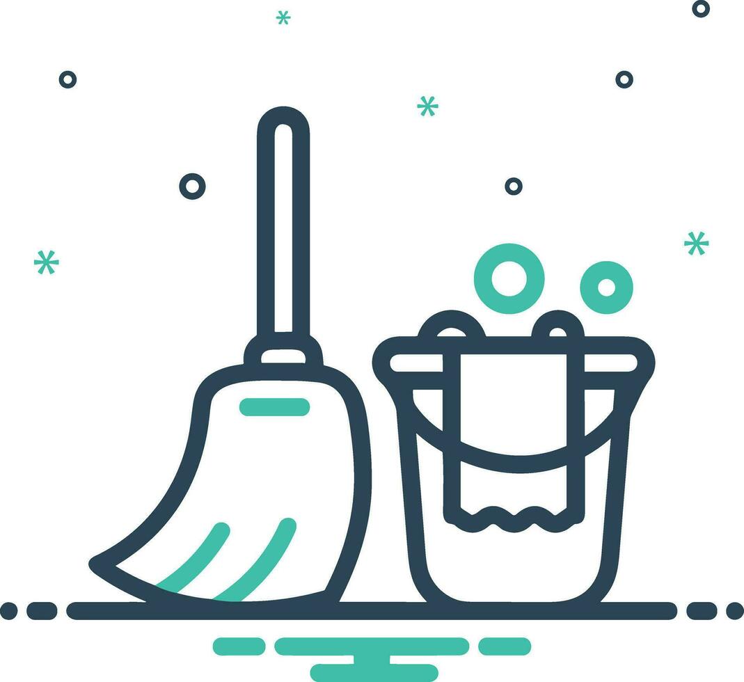 Bucket icon symbol vector image. Illustration of the bucket cleaning equipment washing outline design image. EPS 10