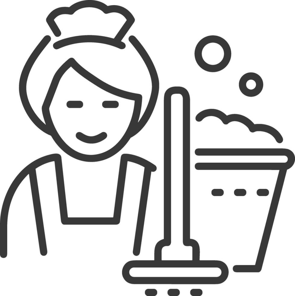 Bucket icon symbol vector image. Illustration of the bucket cleaning equipment washing outline design image. EPS 10