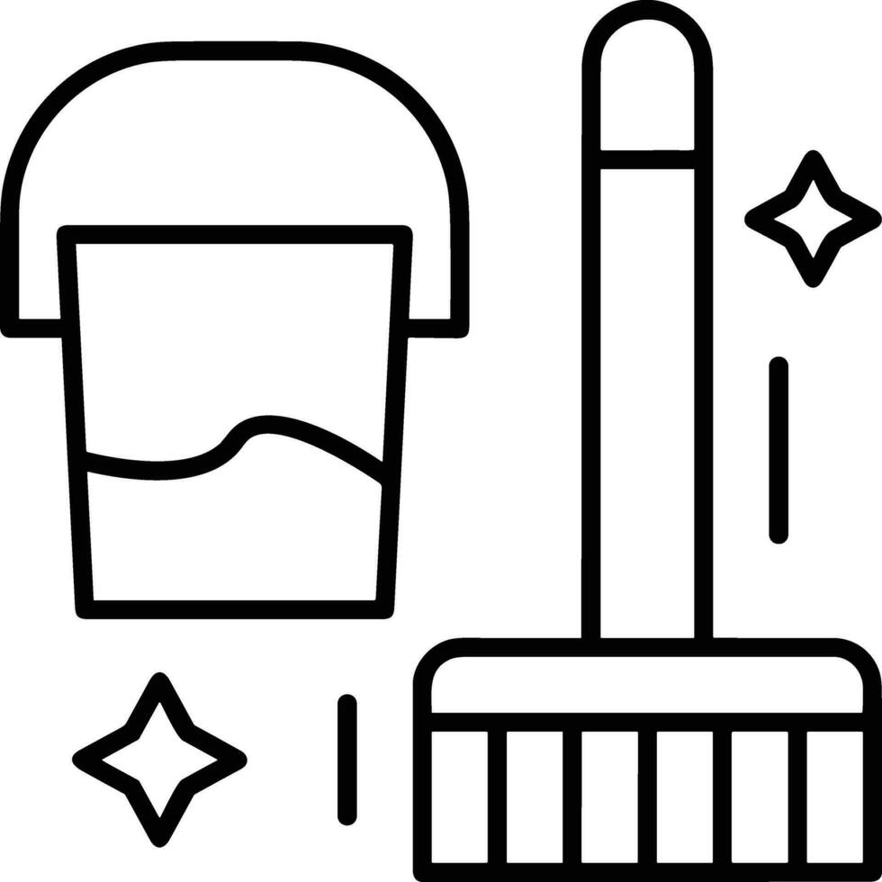 Bucket icon symbol vector image. Illustration of the bucket cleaning equipment washing outline design image. EPS 10