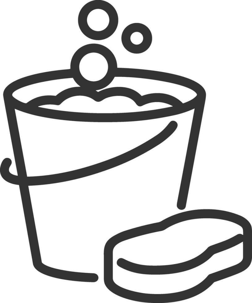 Bucket icon symbol vector image. Illustration of the bucket cleaning equipment washing outline design image. EPS 10