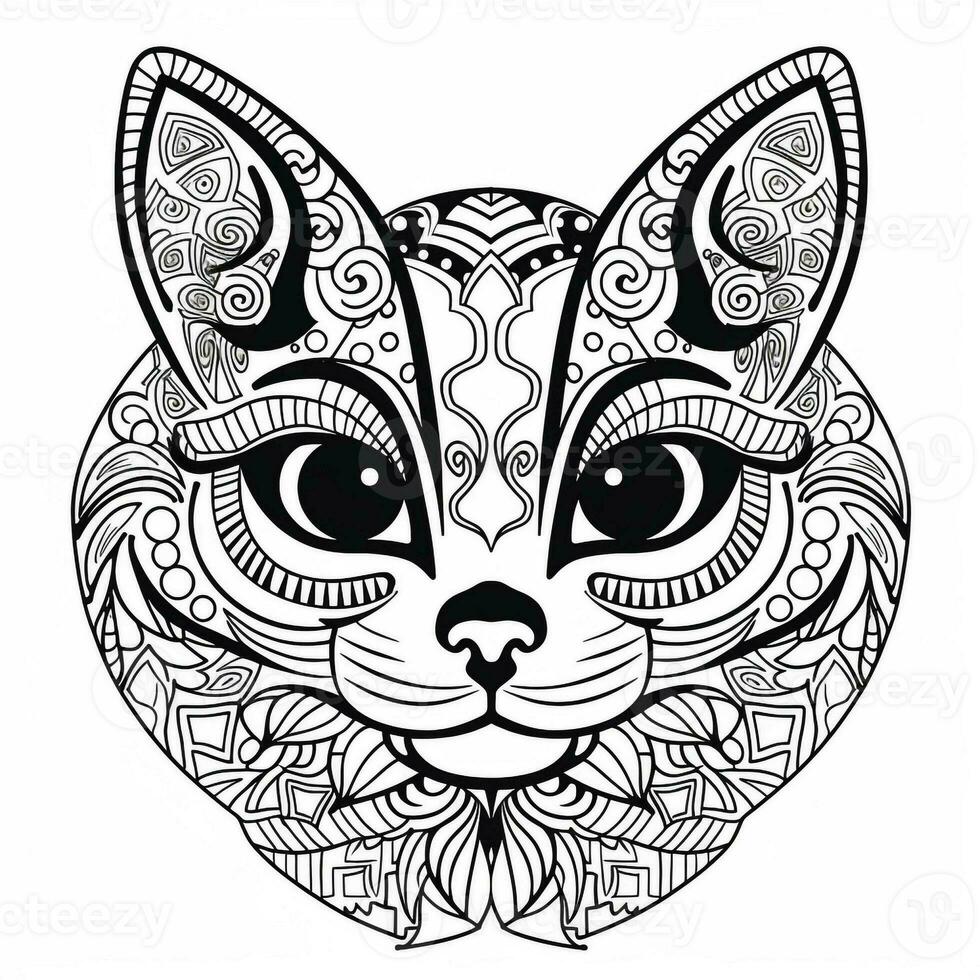 Ornamental Cat Coloring Pages photo