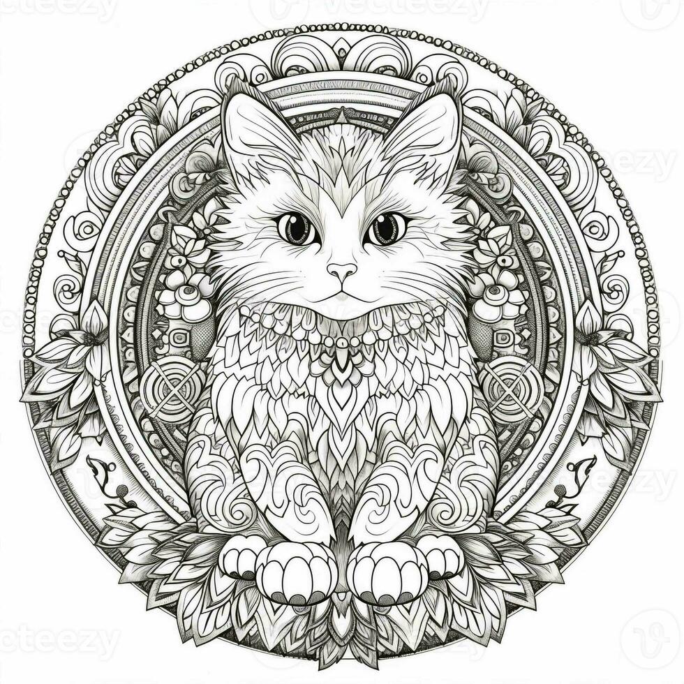 Ornamental Cat Coloring Pages photo