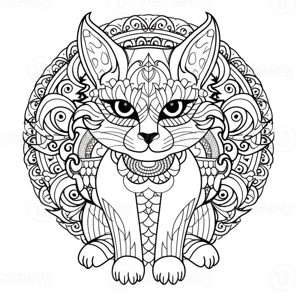 Ornamental Cat Coloring Pages photo