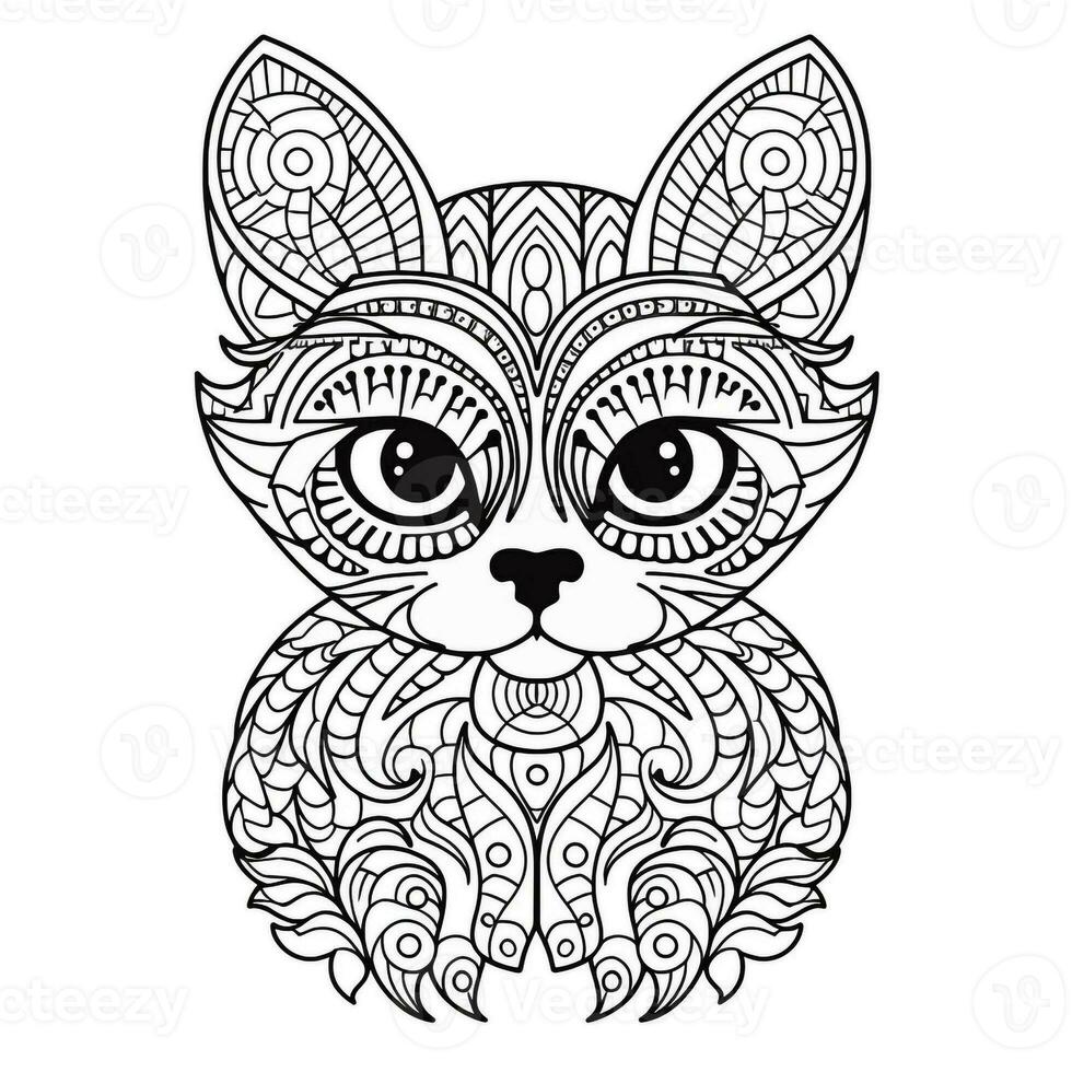 Ornamental Cat Coloring Pages photo