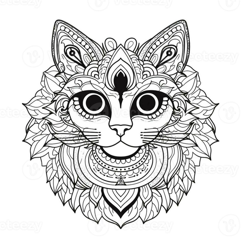 Ornamental Cat Coloring Pages photo