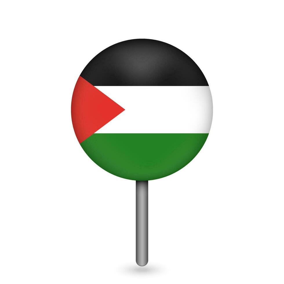 Map pointer with contry Palestine. Palestine flag. Vector illustration.