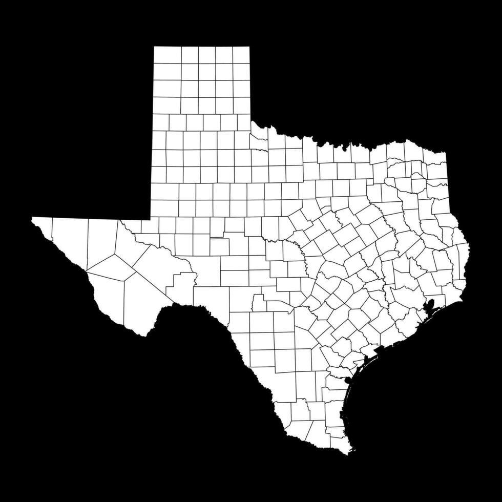 Texas estado mapa con condados vector ilustración.