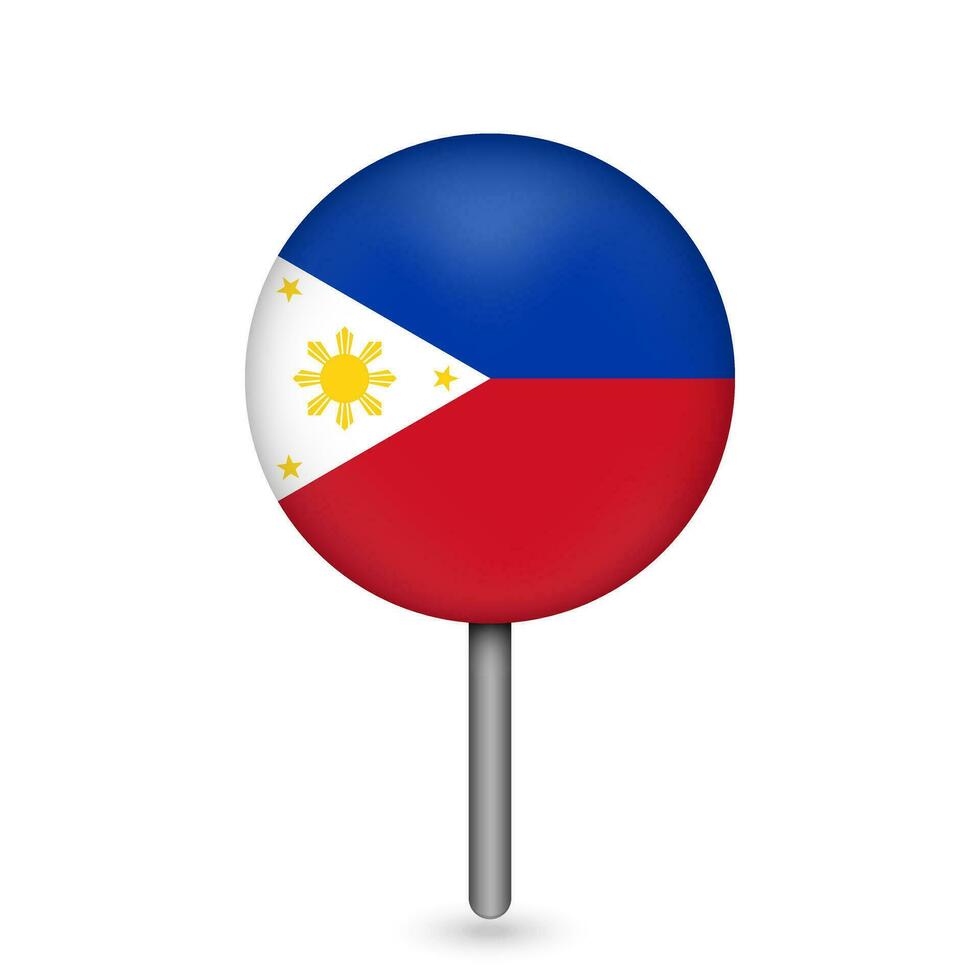 Map pointer with contry Philippines. Philippines flag. Vector illustration.