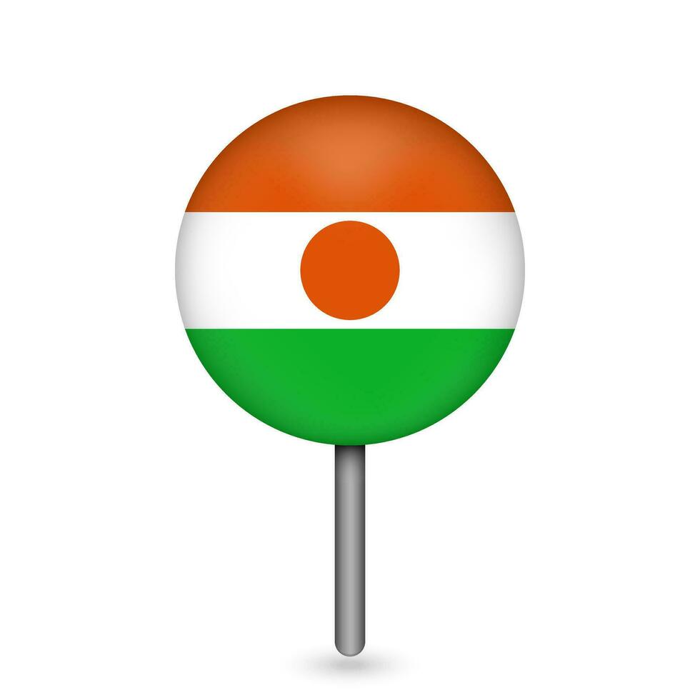 Map pointer with contry Niger. Niger flag. Vector illustration.