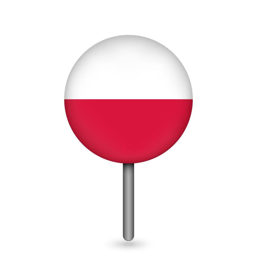 Map pointer with contry Poland. Poland flag. Vector illustration.