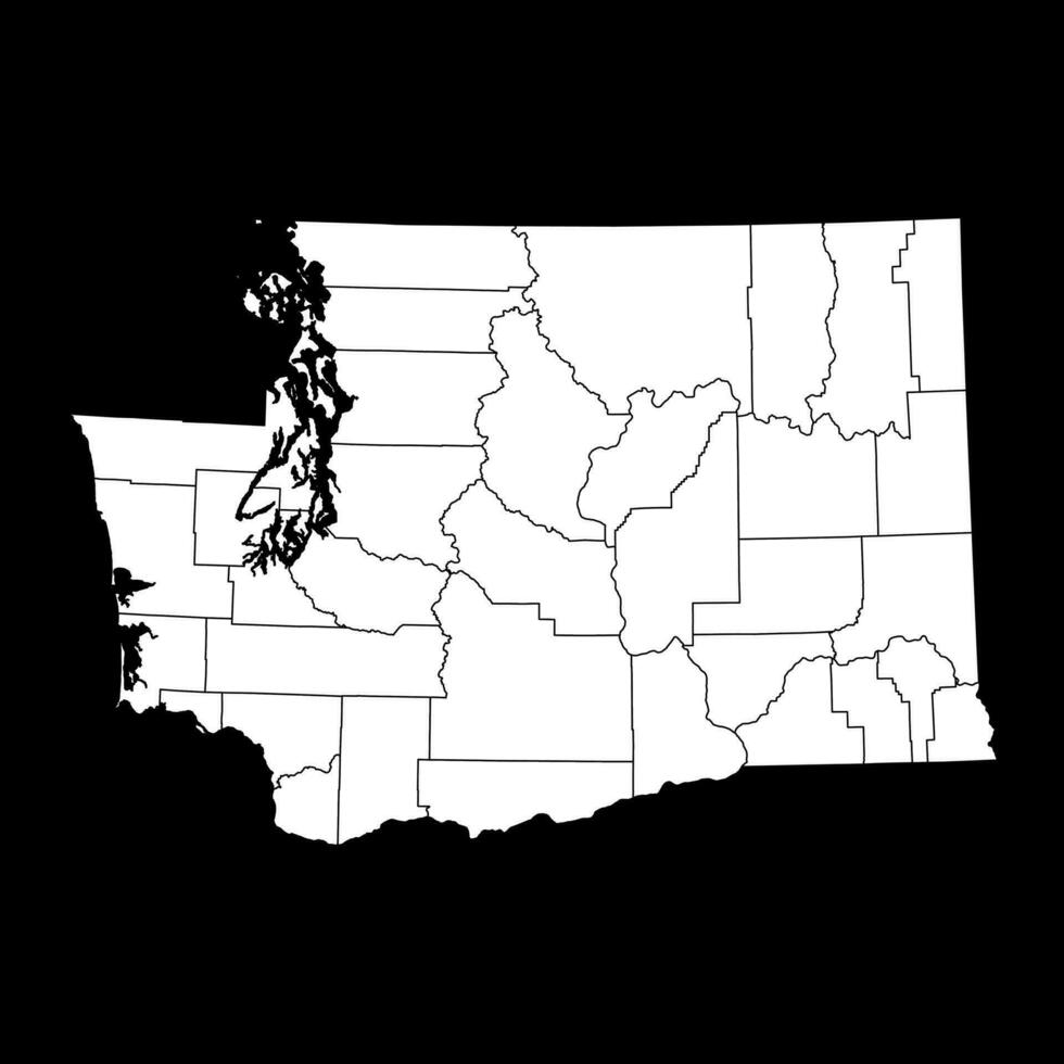 Washington state map with counties. Vector illustration.