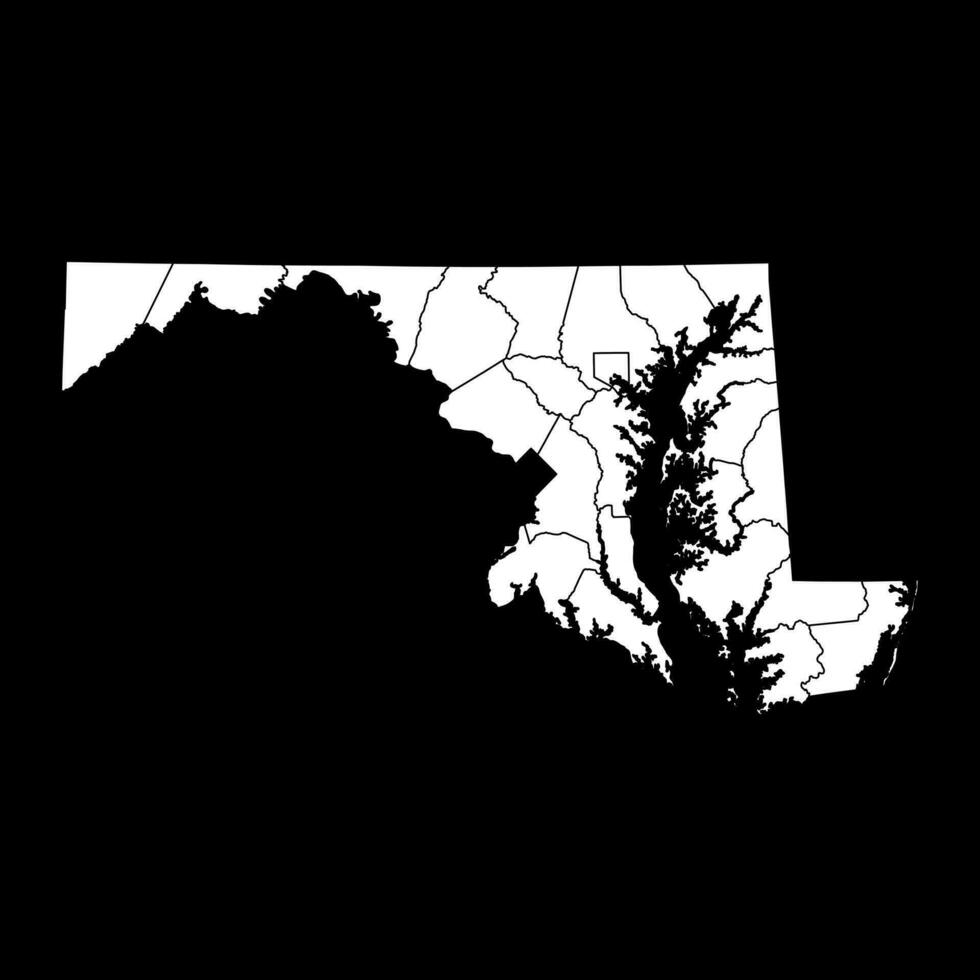 Maryland estado mapa con condados vector ilustración.