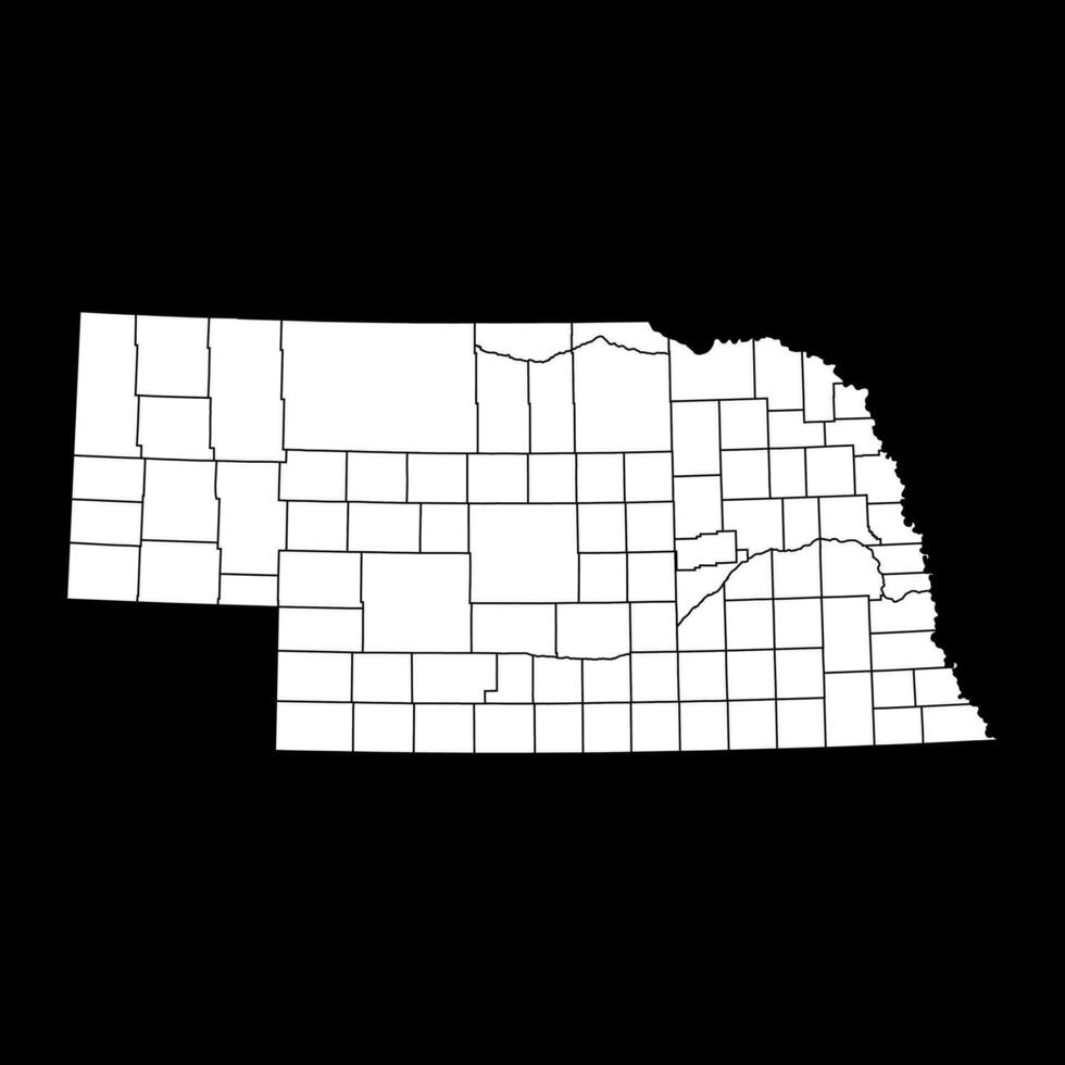 Nebraska state map with counties. Vector illustration.