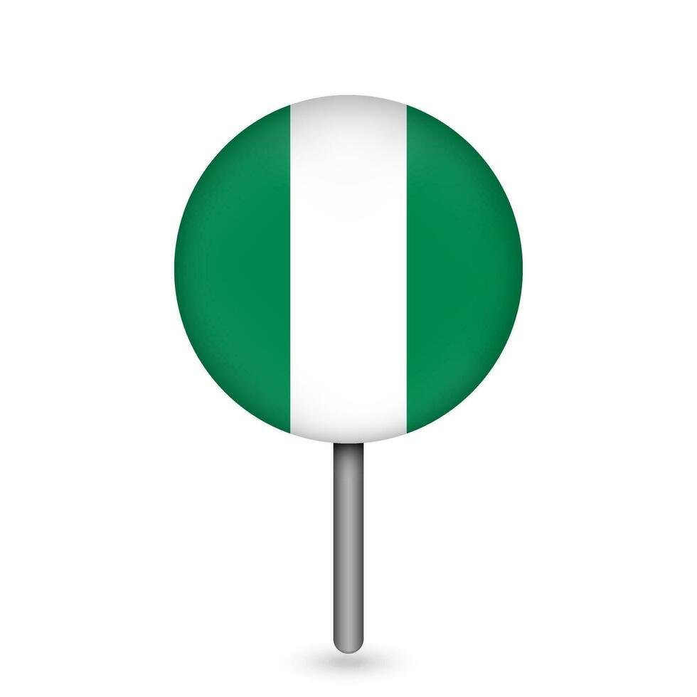 Map pointer with contry Nigeria. Nigeria flag. Vector illustration.