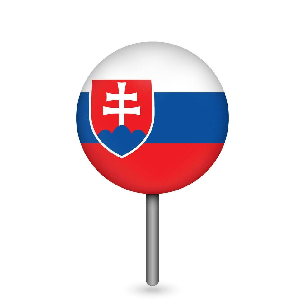 Map pointer with contry Slovakia. Slovakia flag. Vector illustration.