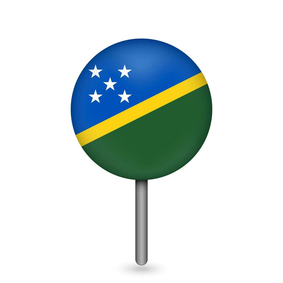 Map pointer with contry Solomon Islands. Solomon Islands flag. Vector illustration.