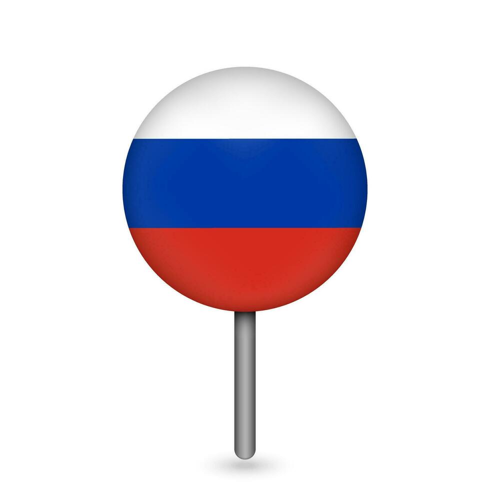 Map pointer with contry Russia. Russia flag. Vector illustration.