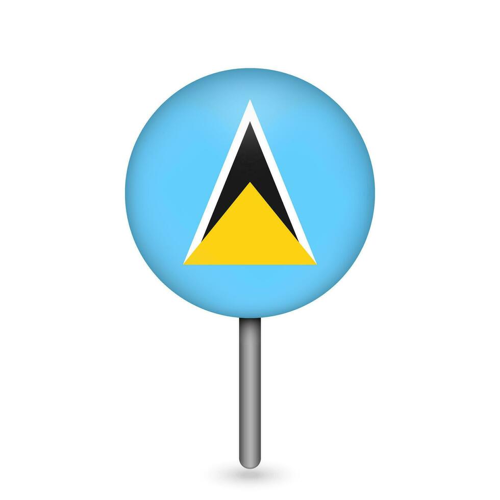 Map pointer with contry Saint Lucia. Saint Lucia flag. Vector illustration.