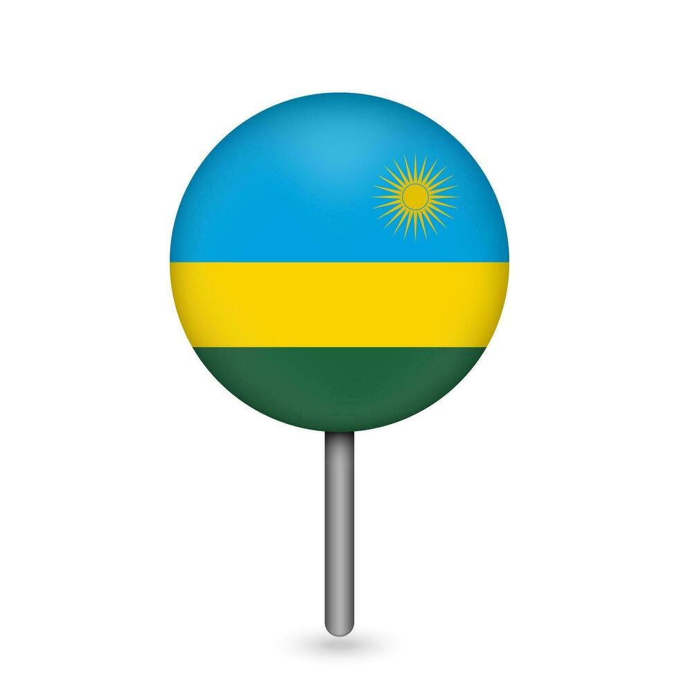 Map pointer with contry Rwanda. Rwanda flag. Vector illustration.