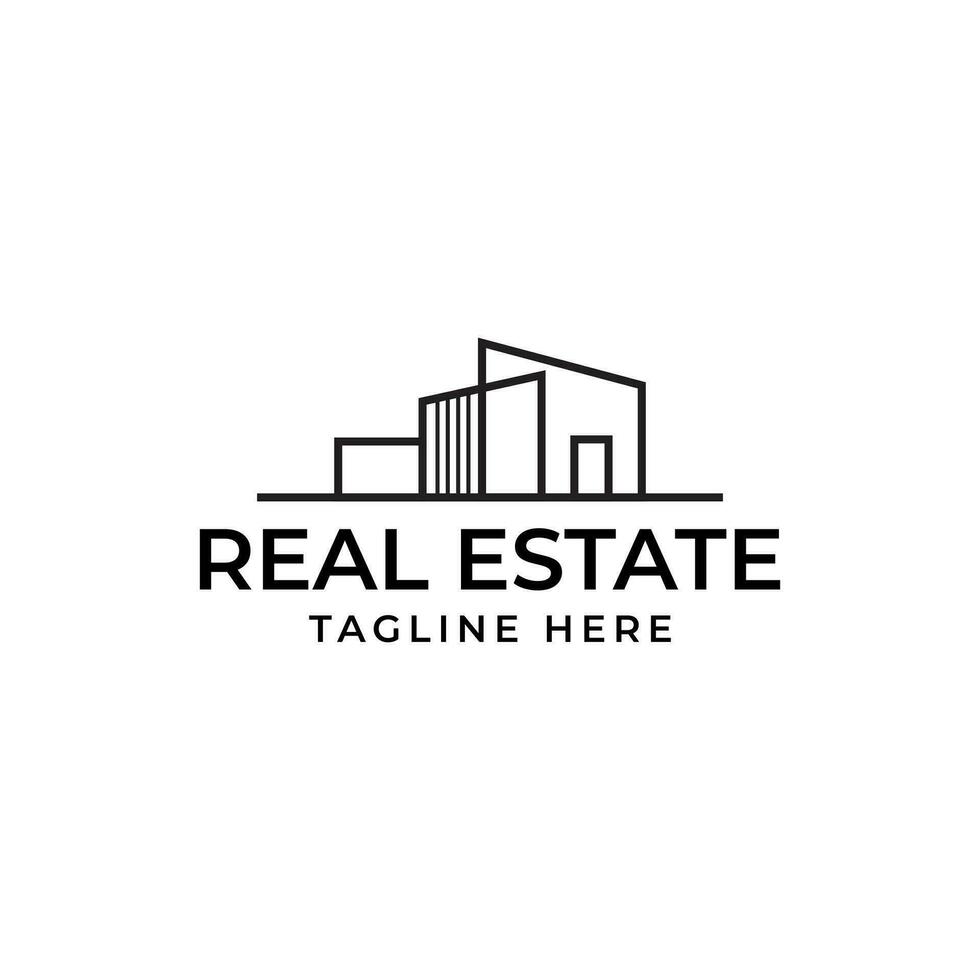 Real Estate vector logo. House city vector logotype.  Premium real estate logo.  Line home icon symbol. Usable for Construction Architecture Building Logo Design Template Element.