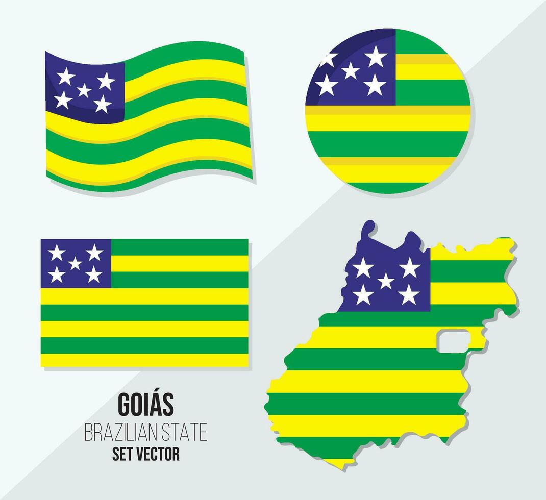 Goias Brazil state vector set flag symbol map and circle flag