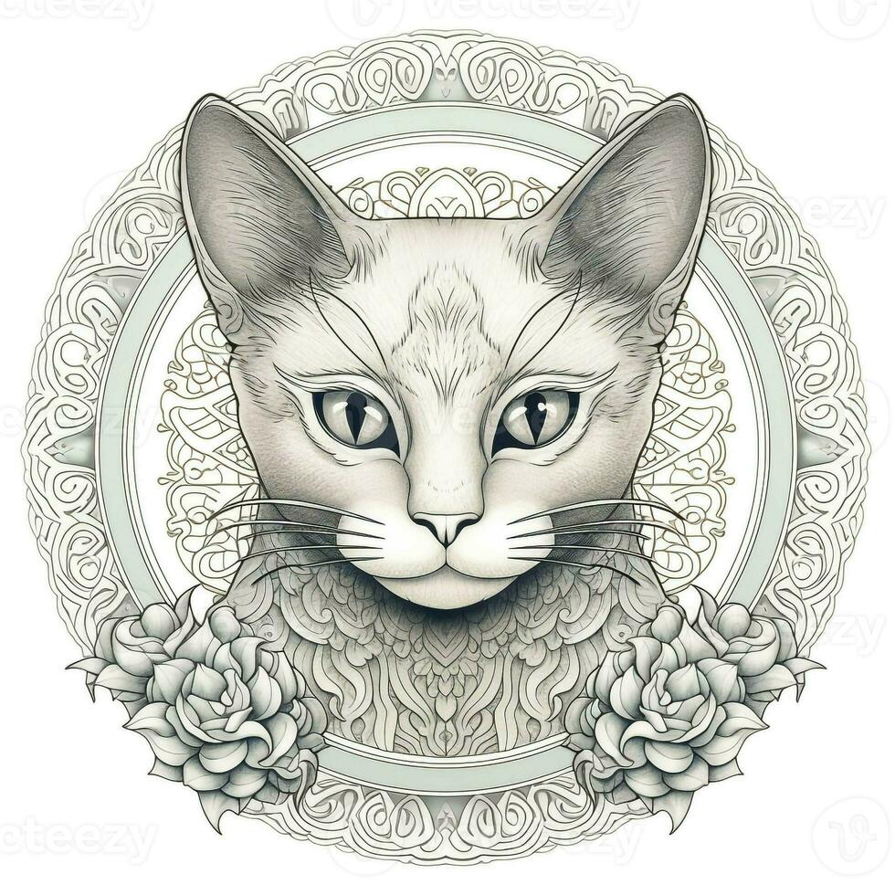 Ornamental Cat Coloring Pages photo