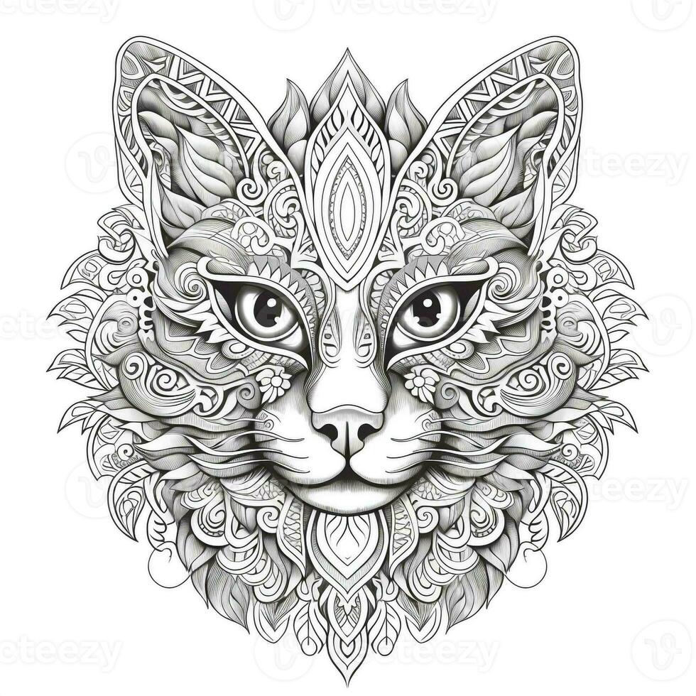 Ornamental Cat Coloring Pages photo